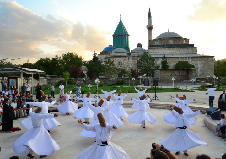Whirling dervishes at the Mevlana Museum, Konya